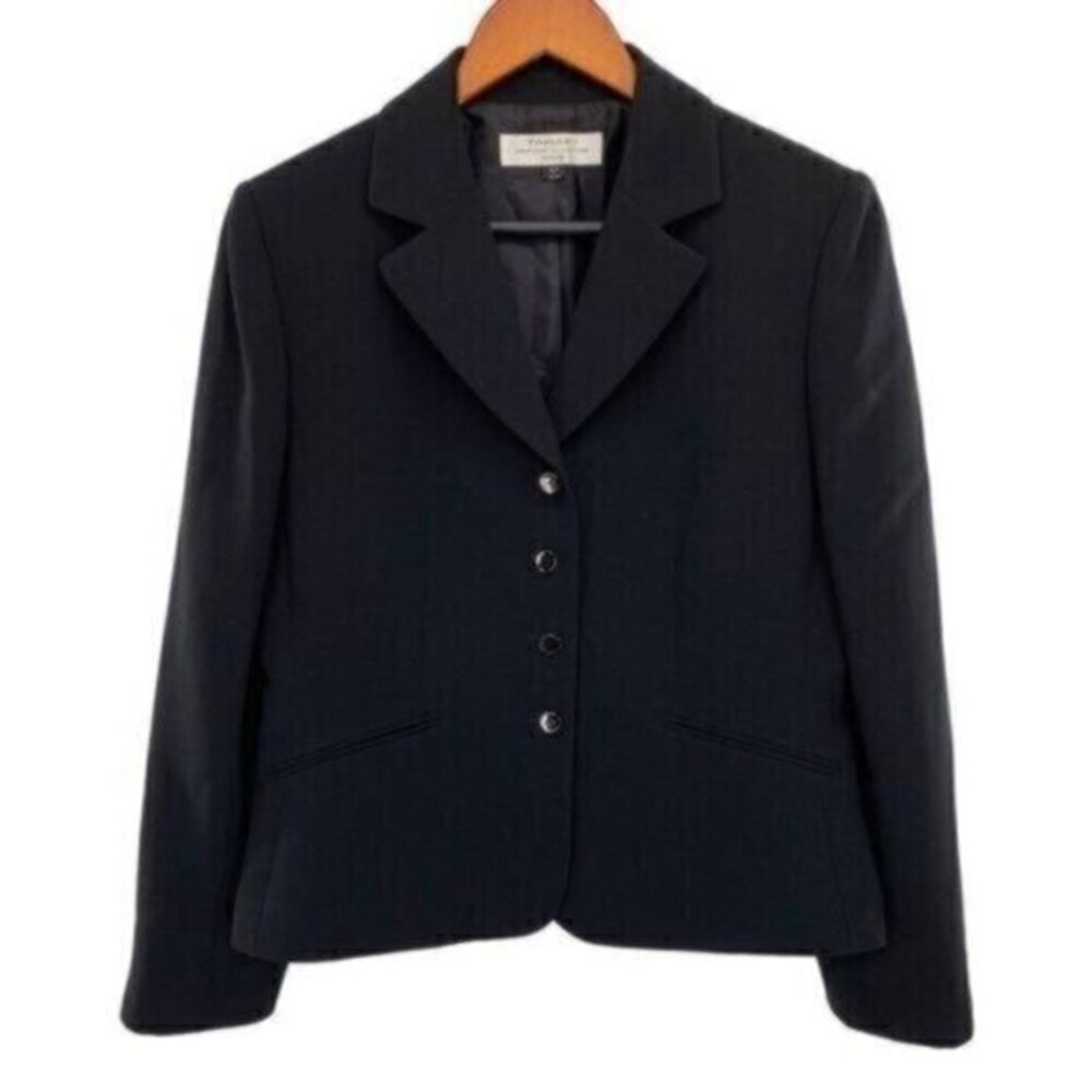 Tahari Arthur S. Levine Women’s Petite Black Fitted Blazer Jacket Size 10